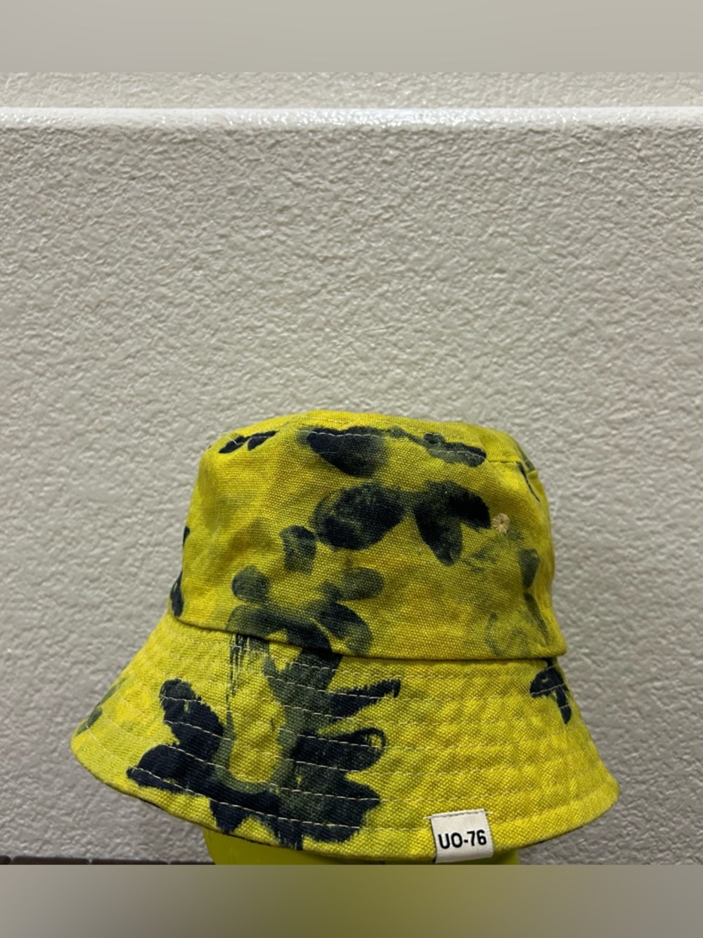 100% Cotton Stylish Urban Outfitters Yellow Floral Bucket Hat with Black Print